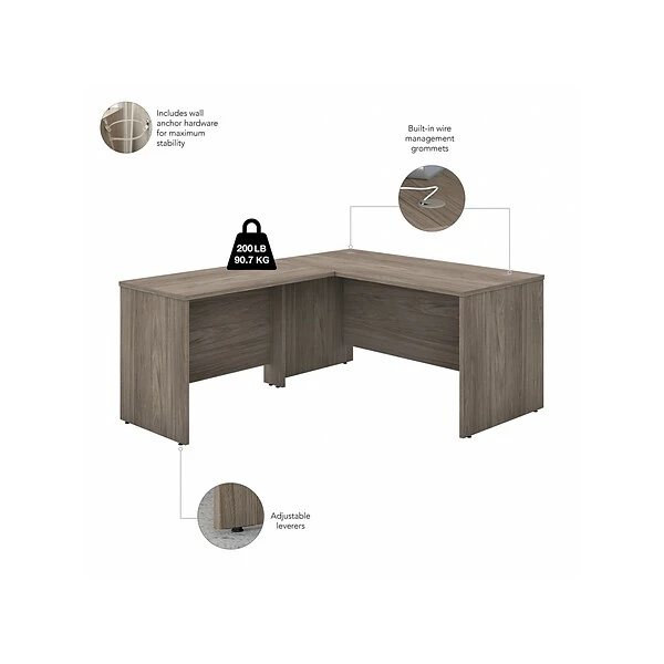 Bush Business Furniture Studio C 60" W L Shaped Computer Desk With 42"W Return Bundle, Modern Hickory (STC050MH) 2 Bush Business Furniture Studio C 60" W L Shaped Computer Desk With 42"W Return Bundle, Modern Hickory (STC050MH) - Image 2