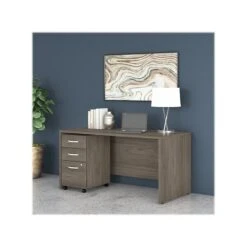 Bush Business Furniture Studio C 60" W Computer Desk With Mobile File Cabinet Bundle, Modern Hickory (STC014MHSU)