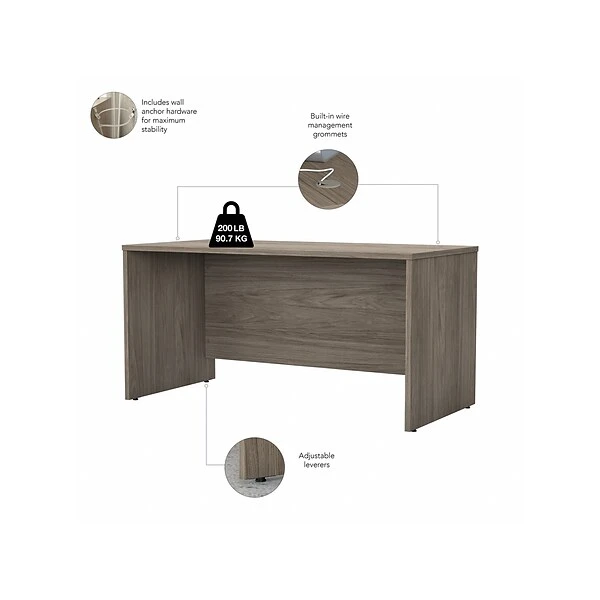 Bush Business Furniture Studio C 60"W Computer Desk, Modern Hickory (SCD260MH) 2 Bush Business Furniture Studio C 60"W Computer Desk, Modern Hickory (SCD260MH) - Image 2