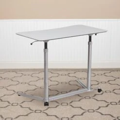Flash Furniture 37''W Sit-Down-Stand-Up Computer Desk, Light Gray (NANIP61)