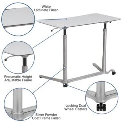 Flash Furniture 37''W Sit-Down-Stand-Up Computer Desk, Light Gray (NANIP61) 11 Flash Furniture 37''W Sit-Down-Stand-Up Computer Desk, Light Gray (NANIP61) -Ergot Office Furniture Shop sp144471821 s7