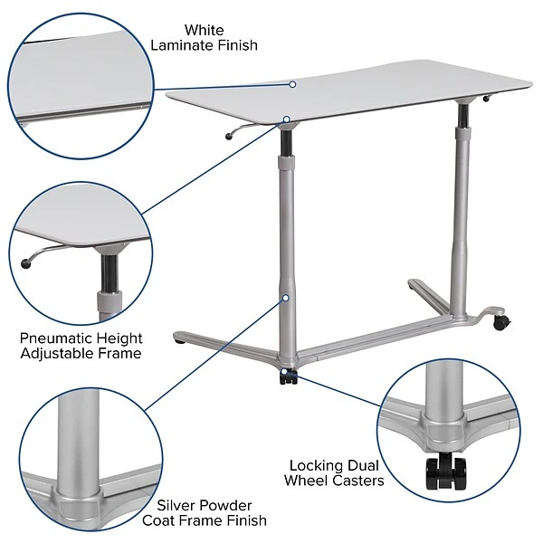Flash Furniture 37''W Sit-Down-Stand-Up Computer Desk, Light Gray (NANIP61) 4 Flash Furniture 37''W Sit-Down-Stand-Up Computer Desk, Light Gray (NANIP61) - Image 4