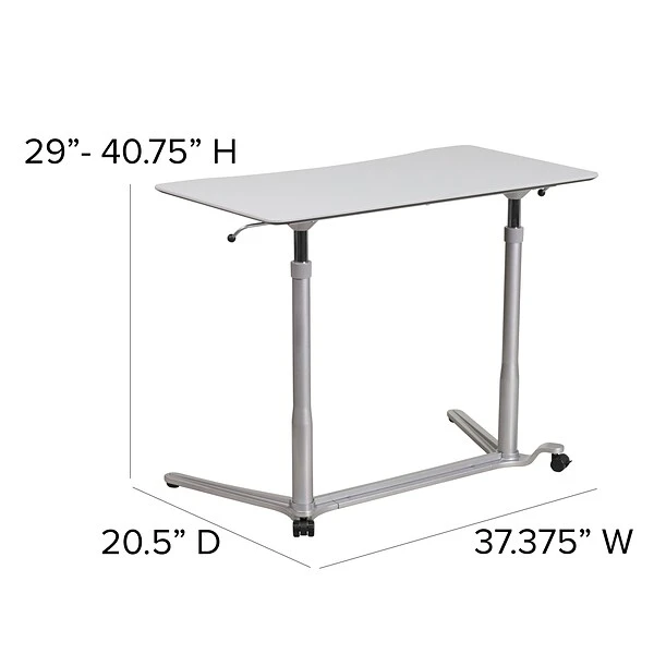 Flash Furniture 37''W Sit-Down-Stand-Up Computer Desk, Light Gray (NANIP61) 5 Flash Furniture 37''W Sit-Down-Stand-Up Computer Desk, Light Gray (NANIP61) - Image 5