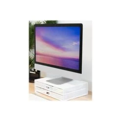 Mount-It! Riser With Storage, Up To 32" Monitor, White (MI-7365W) 5 Mount-It! Riser With Storage, Up To 32" Monitor, White (MI-7365W) -Ergot Office Furniture Shop sp146136695 s7