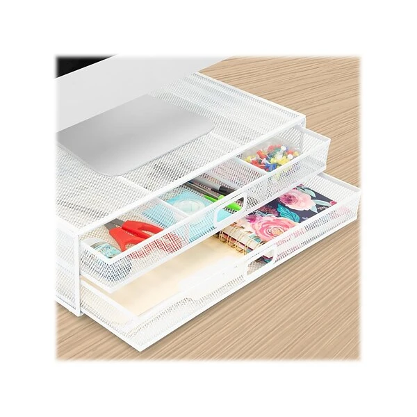 Mount-It! Riser With Storage, Up To 32" Monitor, White (MI-7365W) 3 Mount-It! Riser With Storage, Up To 32" Monitor, White (MI-7365W) - Image 3