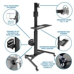 Mount-lt! Adjustable Monitor Cart, Up To 32", Black (MI-7985) -Ergot Office Furniture Shop sp146462630 s7