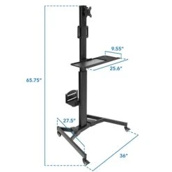 Mount-lt! Adjustable Monitor Cart, Up To 32", Black (MI-7985)