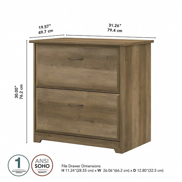 Bush Furniture Cabot 31"W 2-Drawer Lateral File Cabinet, Letter/Legal, Reclaimed Pine, (WC31580) 3 Bush Furniture Cabot 31"W 2-Drawer Lateral File Cabinet, Letter/Legal, Reclaimed Pine, (WC31580) - Image 3