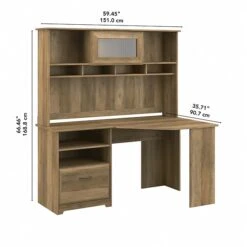 Bush Furniture Cabot 60" Corner Desk With Hutch, Reclaimed Pine (CAB008RCP) -Ergot Office Furniture Shop sp147385222 s7