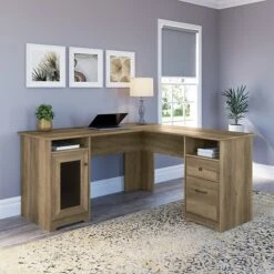 Bush Furniture Cabot 60" L-Shaped Desk, Reclaimed Pine (WC31530K)
