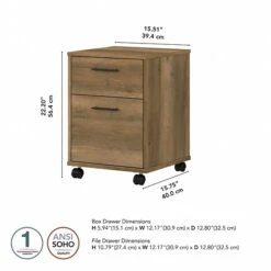 Bush Furniture Key West 2-Drawer Mobile File Cabinet, Letter/Legal, Reclaimed Pine, 15.51" (KWF116RCP-03) -Ergot Office Furniture Shop sp147387364 s7