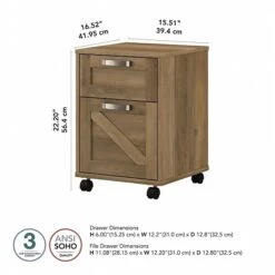 Kathy Ireland® Home By Bush Furniture 2-Drawer Vertical File Cabinet, Mobile, Letter/Legal, Reclaimed Pine, 17" 9 Kathy Ireland® Home By Bush Furniture 2-Drawer Vertical File Cabinet, Mobile, Letter/Legal, Reclaimed Pine, 17" -Ergot Office Furniture Shop sp147387632 s7