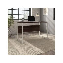Bush Business Furniture Hybrid 48" W Computer Table Desk With Metal Legs, Black Walnut (HYD148BW)