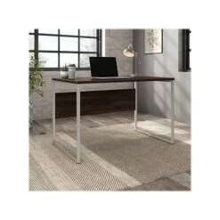 Bush Business Furniture Hybrid 48" W Computer Table Desk With Metal Legs, Black Walnut (HYD248BW)
