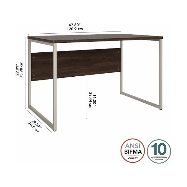 Bush Business Furniture Hybrid 48" W Computer Table Desk With Metal Legs, Black Walnut (HYD248BW) 3 Bush Business Furniture Hybrid 48" W Computer Table Desk With Metal Legs, Black Walnut (HYD248BW) - Image 3