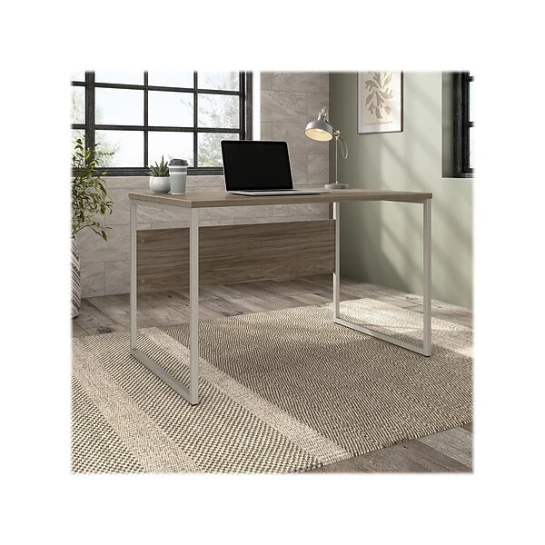 Bush Business Furniture Hybrid 48" W Computer Table Desk With Metal Legs, Modern Hickory (HYD248MH) 1 Bush Business Furniture Hybrid 48" W Computer Table Desk With Metal Legs, Modern Hickory (HYD248MH)
