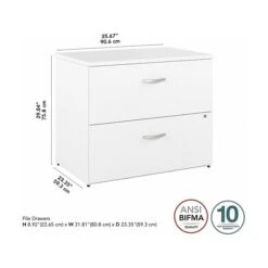 Bush Business Furniture Hybrid 2-Drawer Lateral File Cabinet, Letter/Legal, White, 36" (HYF136WHSU-Z) -Ergot Office Furniture Shop sp147695933 s7