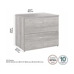 Bush Business Furniture Hybrid 2-Drawer Lateral File Cabinet, Letter/Legal, Platinum Gray, 36" (HYF136PGSU-Z) -Ergot Office Furniture Shop sp147695941 s7