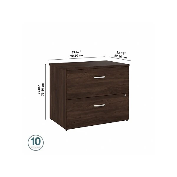 Bush Business Furniture Hybrid 2-Drawer Lateral File Cabinet, Letter/Legal, Black Walnut, 36" (HYF136BWSU-Z) 3 Bush Business Furniture Hybrid 2-Drawer Lateral File Cabinet, Letter/Legal, Black Walnut, 36" (HYF136BWSU-Z) - Image 3