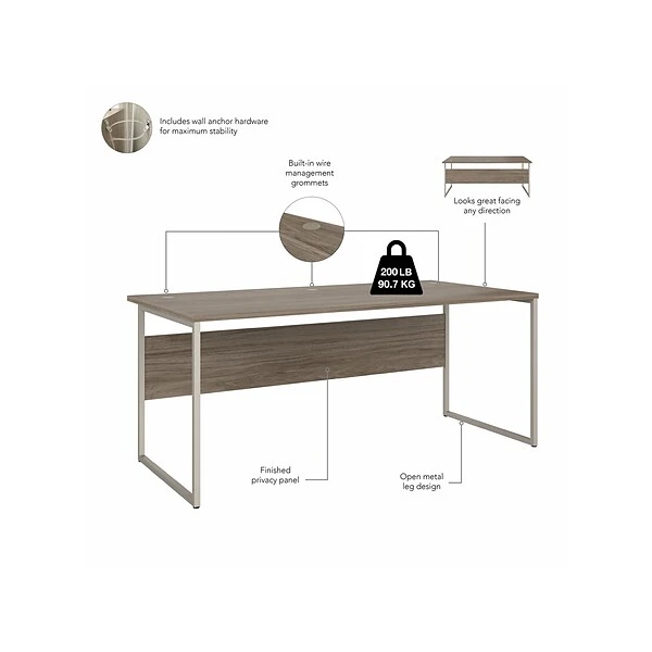 Bush Business Furniture Hybrid 72" W Computer Desk, Modern Hickory (HYD172MH) 2 Bush Business Furniture Hybrid 72" W Computer Desk, Modern Hickory (HYD172MH) - Image 2