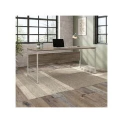 Bush Business Furniture Hybrid 72" W Computer Table Desk With Metal Legs, Modern Hickory (HYD373MH)