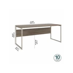 Bush Business Furniture Hybrid 72" W Computer Table Desk With Metal Legs, Modern Hickory (HYD373MH) -Ergot Office Furniture Shop sp148019787 s7