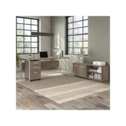 Bush Business Furniture Hybrid 72" W Computer Table Desk With Metal Legs, Modern Hickory (HYD373MH) -Ergot Office Furniture Shop sp148019792 s7