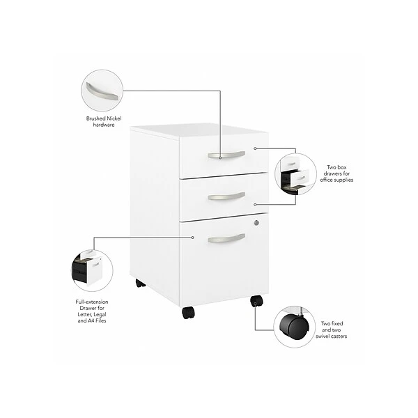 Bush Business Furniture Hybrid 72" W L-Shaped Table Desk With 3-Drawer Mobile File Cabinet Bundle, White (HYB010WHSU) 3 Bush Business Furniture Hybrid 72" W L-Shaped Table Desk With 3-Drawer Mobile File Cabinet Bundle, White (HYB010WHSU) - Image 3