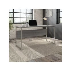 Bush Business Furniture Hybrid 60" W Computer Table Desk With Metal Legs, Platinum Gray (HYD260PG)