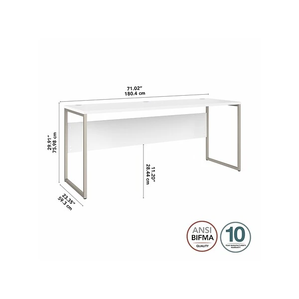 Bush Business Furniture Hybrid 72" W Computer Table Desk With Metal Legs, White (HYD272WH) 3 Bush Business Furniture Hybrid 72" W Computer Table Desk With Metal Legs, White (HYD272WH) - Image 3