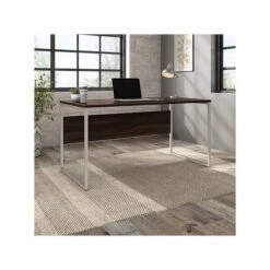 Bush Business Furniture Hybrid 60" W Computer Table Desk With Metal Legs, Black Walnut (HYD360BW)