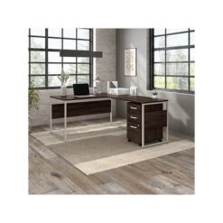 Bush Business Furniture Hybrid 60" W Computer Table Desk With Metal Legs, Black Walnut (HYD360BW) -Ergot Office Furniture Shop sp148020072 s7