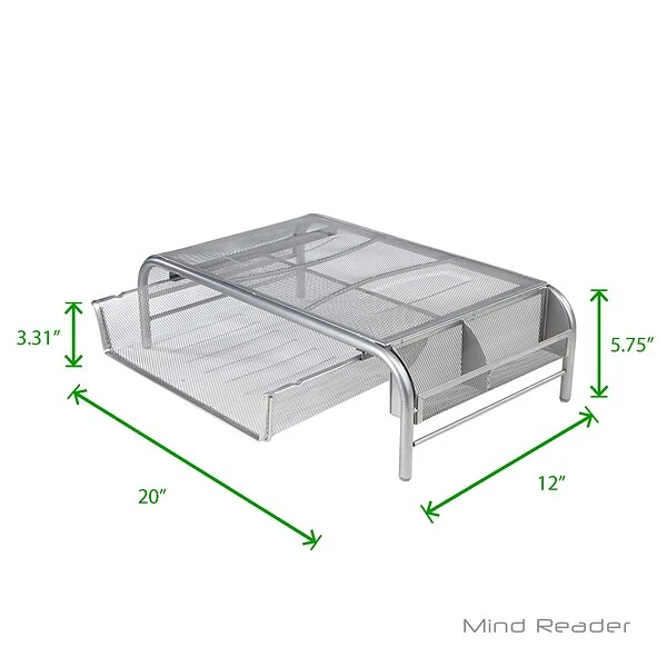 Mind Reader Metal Mesh Monitor Stand With Drawer, Silver (MESHMONSTA-SIL) 6 Mind Reader Metal Mesh Monitor Stand With Drawer, Silver (MESHMONSTA-SIL) - Image 6