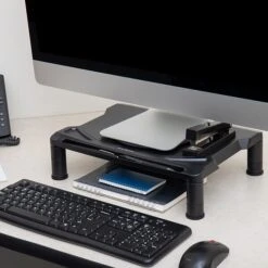 Mind Reader Rotative Extra Wide Adjustable Monitor Risers, Monitor Stand, Desk Organizer, Spinning Monitor, Black (MONSWIV-BLK)