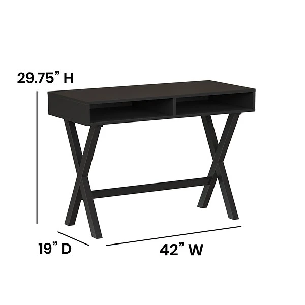 Flash Furniture 42"W Home Office Writing Computer Desk With Open Storage Compartments, Black (GCMBLK61BK) 4 Flash Furniture 42"W Home Office Writing Computer Desk With Open Storage Compartments, Black (GCMBLK61BK) - Image 4