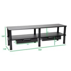 Mind Reader Anchor Collection Extended 2-Tier Monitor Stand With Drawers, Up To 22" Monitors, Black (DBMON2TDR-BLK) -Ergot Office Furniture Shop sp160798477 s7