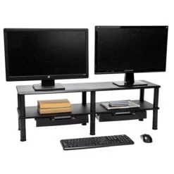 Mind Reader Anchor Collection Extended 2-Tier Monitor Stand With Drawers, Up To 22" Monitors, Black (DBMON2TDR-BLK) -Ergot Office Furniture Shop sp160798478 s7
