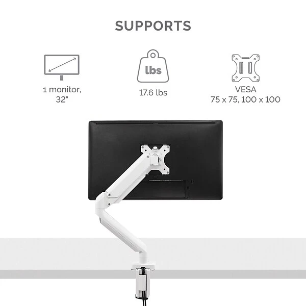 Fellowes Platinum Series Adjustable Single Monitor Arm, Up To 32", White (8056201) 1 Fellowes Platinum Series Adjustable Single Monitor Arm, Up To 32", White (8056201)