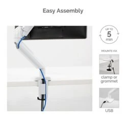 Fellowes Platinum Series Adjustable Single Monitor Arm, Up To 32", White (8056201) 7 Fellowes Platinum Series Adjustable Single Monitor Arm, Up To 32", White (8056201) -Ergot Office Furniture Shop sp161313463 s7