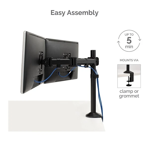 Fellowes Reflex Dual Adjustable Monitor Arm, Up To 27", Black (8502601) 3 Fellowes Reflex Dual Adjustable Monitor Arm, Up To 27", Black (8502601) - Image 3
