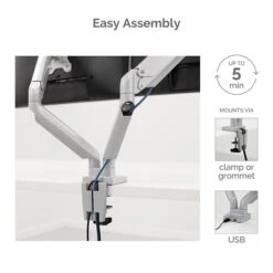 Fellowes Platinum Series Adjustable Dual Monitor Arm, Up To 32", Silver (8056501) -Ergot Office Furniture Shop sp161313499 s7