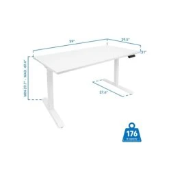 Mount-It! 30"-49"H Adjustable Electric Sit-Stand Desk, White (MI-18061) -Ergot Office Furniture Shop sp161382655 s7