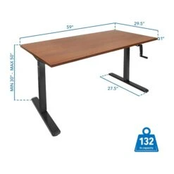 Mount-It! 30"-50"H Adjustable Hand Crank Sit-Stand Desk, Brown/Black (MI-18071) 5 Mount-It! 30"-50"H Adjustable Hand Crank Sit-Stand Desk, Brown/Black (MI-18071) -Ergot Office Furniture Shop sp161464416 s7