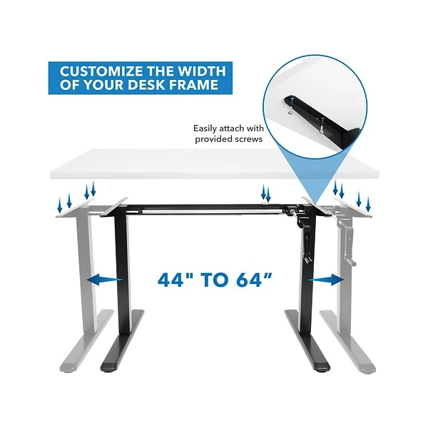 Mount-It! 30"-50"H Adjustable Hand Crank Sit-Stand Desk, White/Black (MI-18069) 1 Mount-It! 30"-50"H Adjustable Hand Crank Sit-Stand Desk, White/Black (MI-18069)