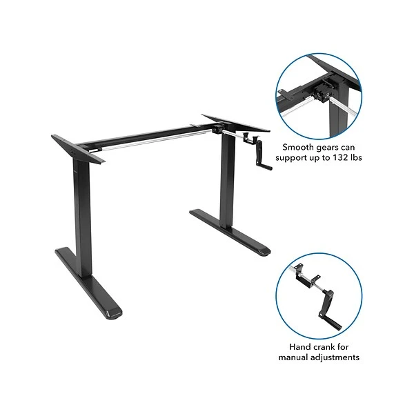 Mount-It! 30"-50"H Adjustable Hand Crank Sit-Stand Desk, White/Black (MI-18069) 2 Mount-It! 30"-50"H Adjustable Hand Crank Sit-Stand Desk, White/Black (MI-18069) - Image 2
