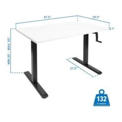Mount-It! 30"-50"H Adjustable Hand Crank Sit-Stand Desk, White/Black (MI-18069) 6 Mount-It! 30"-50"H Adjustable Hand Crank Sit-Stand Desk, White/Black (MI-18069) -Ergot Office Furniture Shop sp161464438 s7
