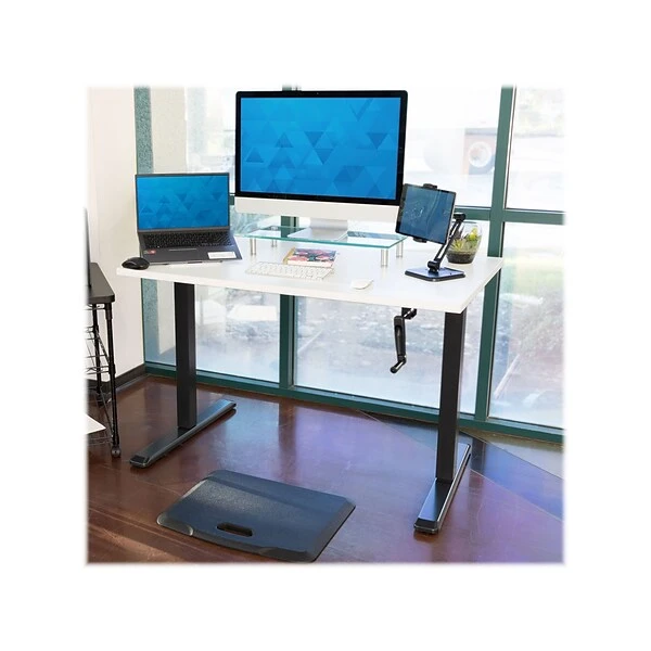 Mount-It! 30"-50"H Adjustable Hand Crank Sit-Stand Desk, White/Black (MI-18069) 4 Mount-It! 30"-50"H Adjustable Hand Crank Sit-Stand Desk, White/Black (MI-18069) - Image 4