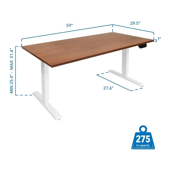 Mount-It! 25"-51"H Adjustable Electric Sit-Stand Desk, Brown/White (MI-18068) 3 Mount-It! 25"-51"H Adjustable Electric Sit-Stand Desk, Brown/White (MI-18068) - Image 3