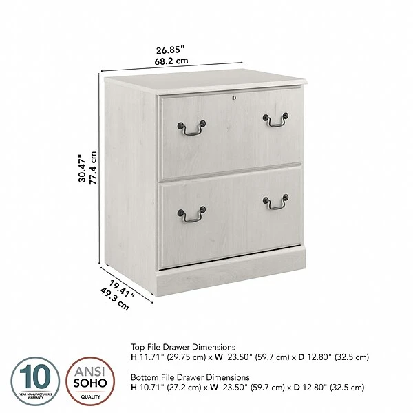 Bush Furniture Saratoga 2-Drawer Lateral File Cabinet, Linen White Oak (EX45754-03) 3 Bush Furniture Saratoga 2-Drawer Lateral File Cabinet, Linen White Oak (EX45754-03) - Image 3