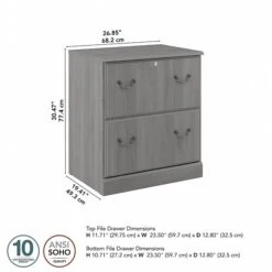 Bush Furniture Saratoga 2-Drawer Lateral File Cabinet, Locking, Modern Gray (EX45854-03) -Ergot Office Furniture Shop sp163411967 s7